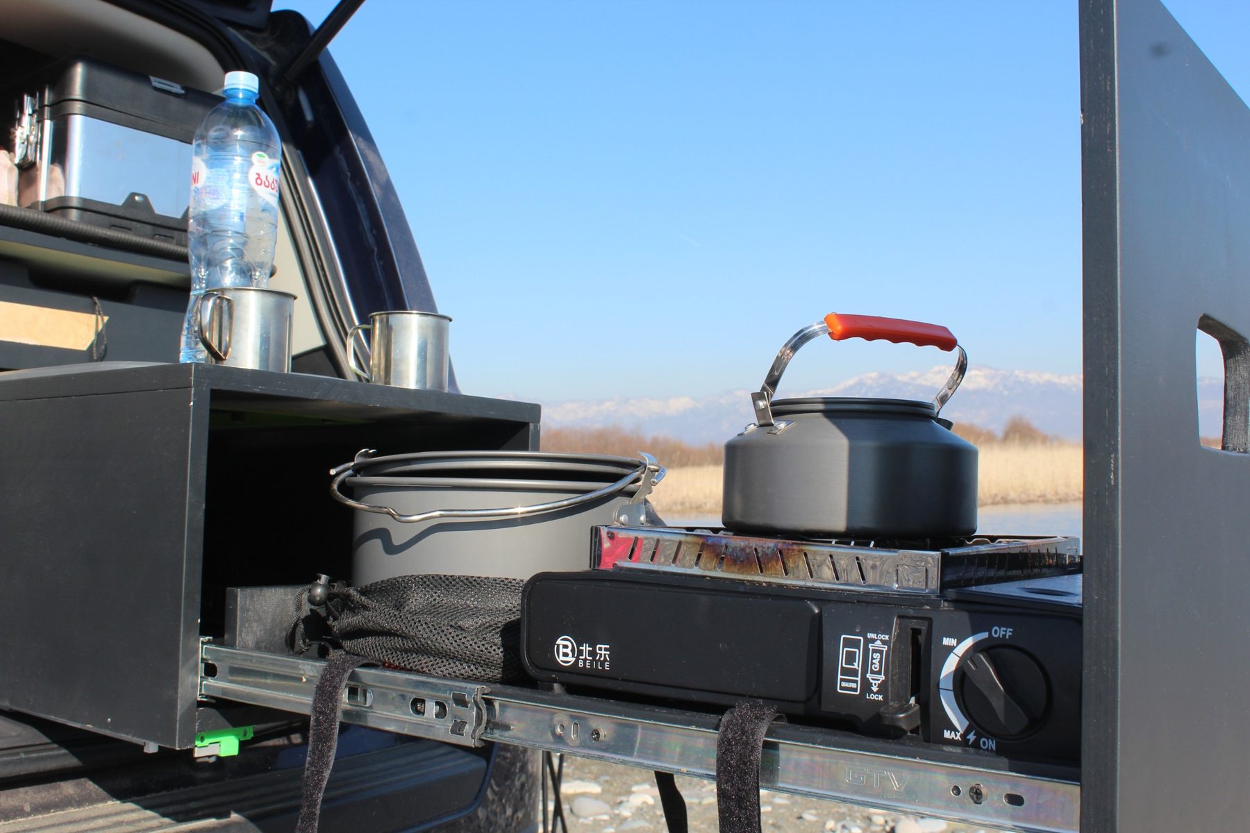 Camping cooking gear close-up